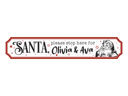 Personalised Santa Stop Here | Wooden Christmas Sign