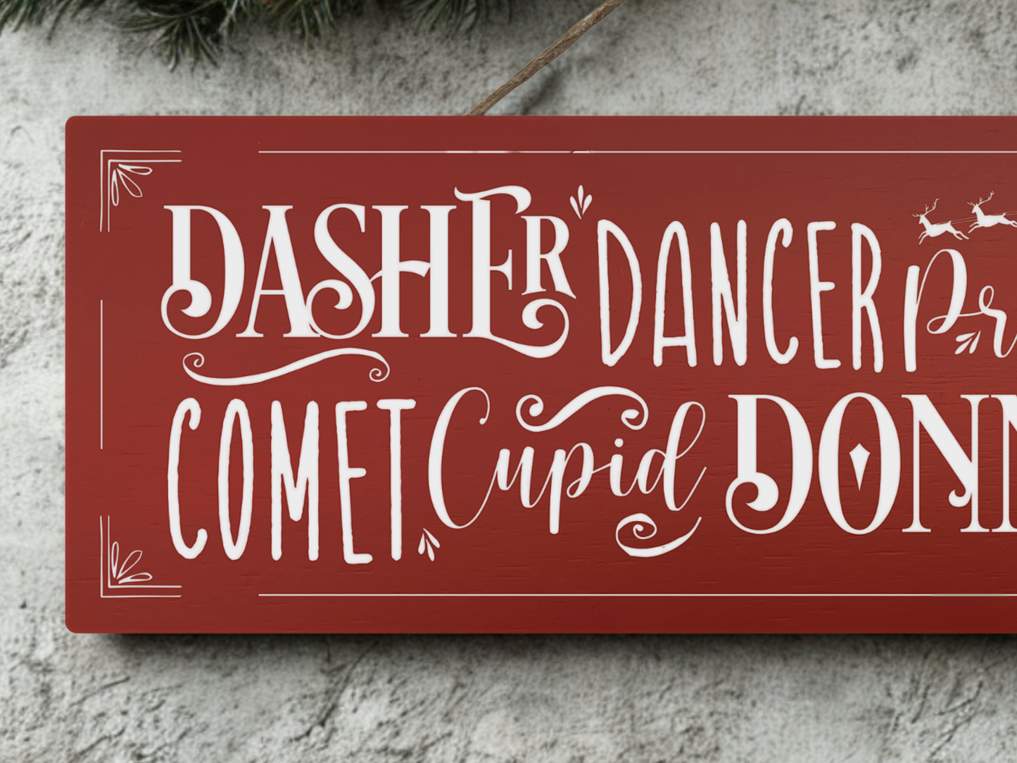 Santa's Reindeer | Hanging Christmas Sign