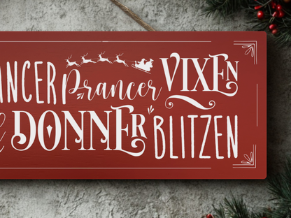 Santa's Reindeer | Hanging Christmas Sign