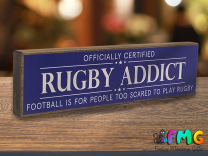 Rugby Addict | Rustic Block Shelf Sitter