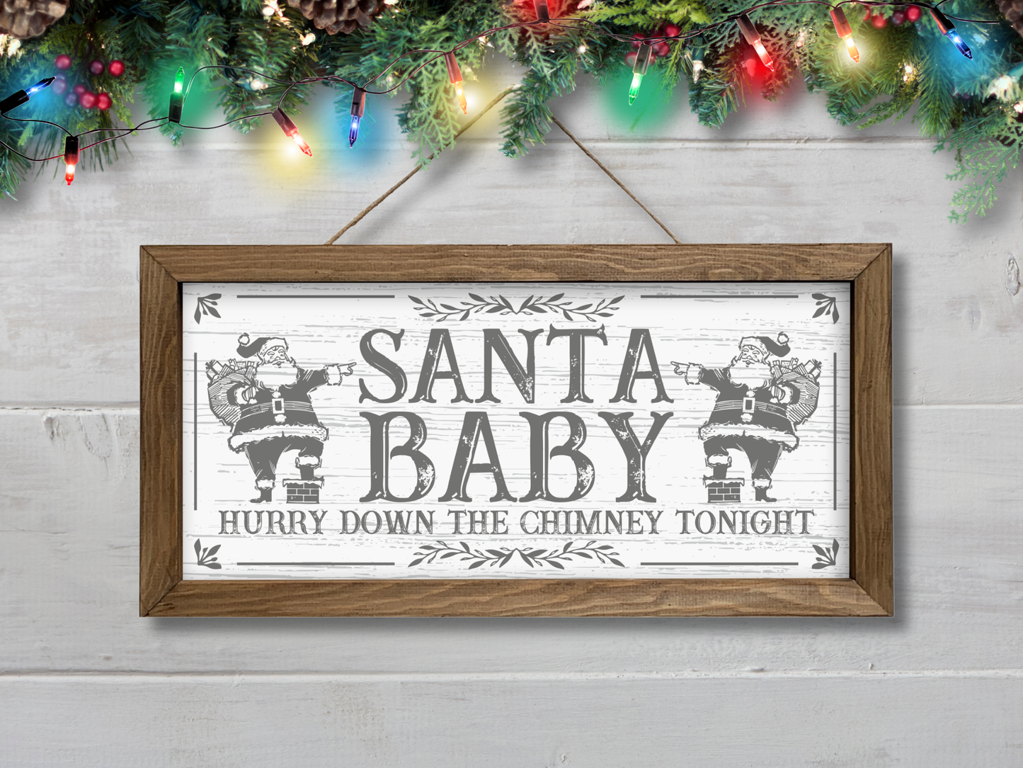 Santa Baby | Rustic Framed Christmas Sign