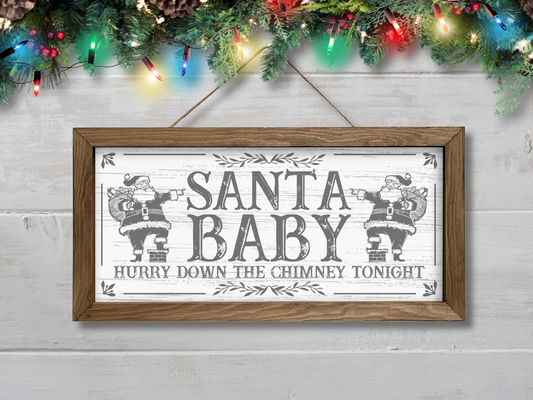 Santa Baby | Rustic Framed Christmas Sign