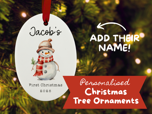 Personalised Baby's First Christmas (Snowman) - Christmas Tree Ornament