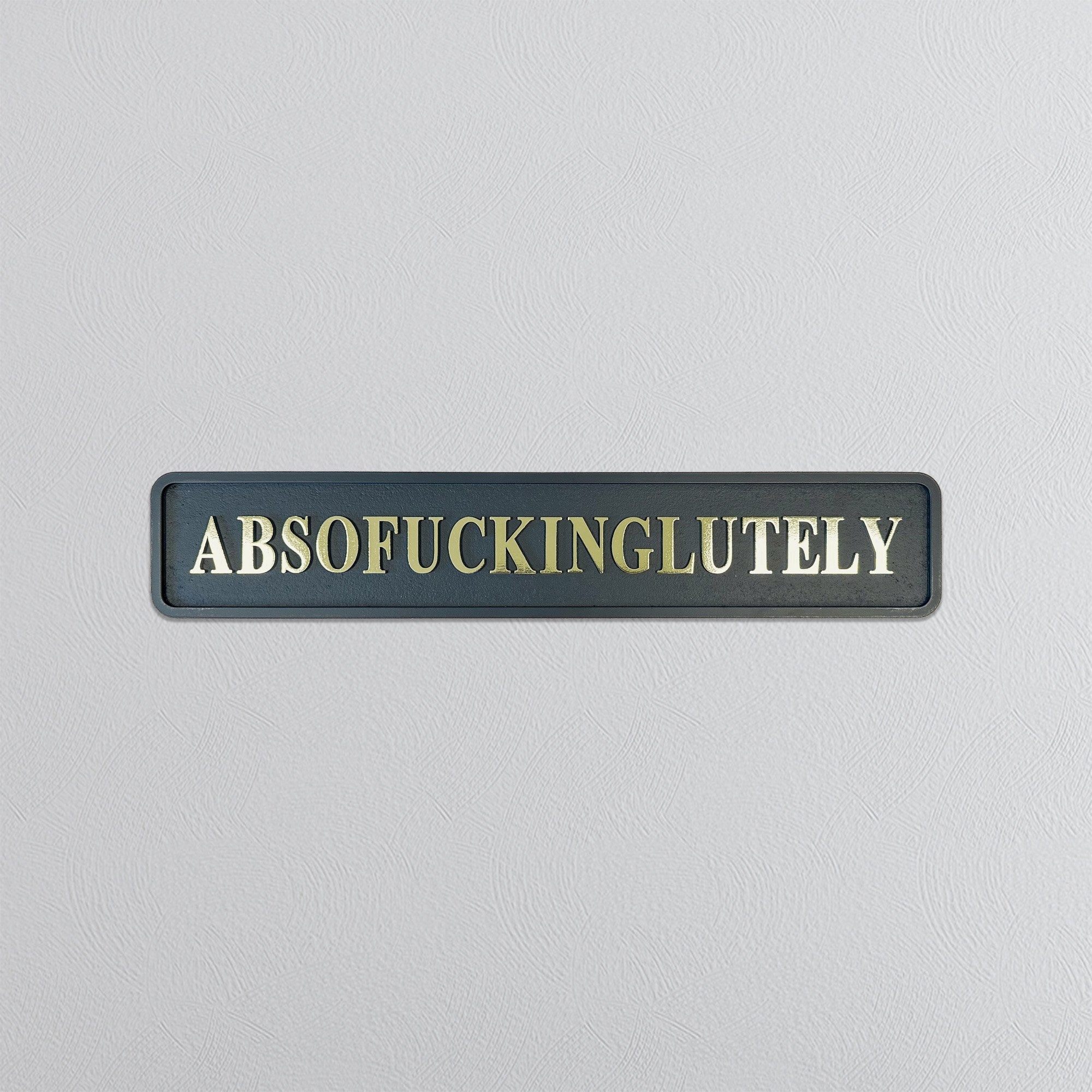 Foiled street sign in black with gold foiled lettering