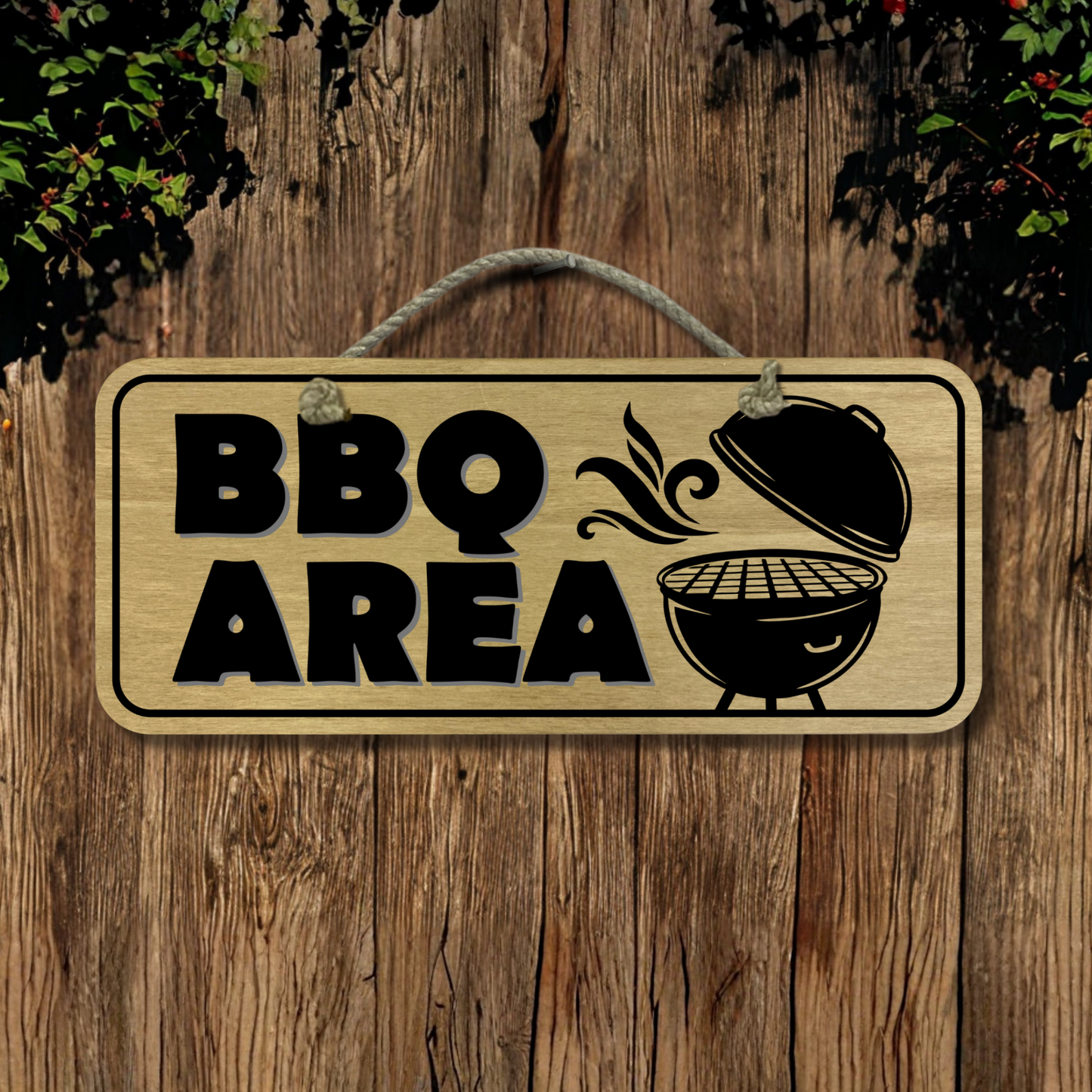 BBQ Area - Wooden Outdoor Sign