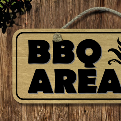 BBQ Area - Wooden Outdoor Sign