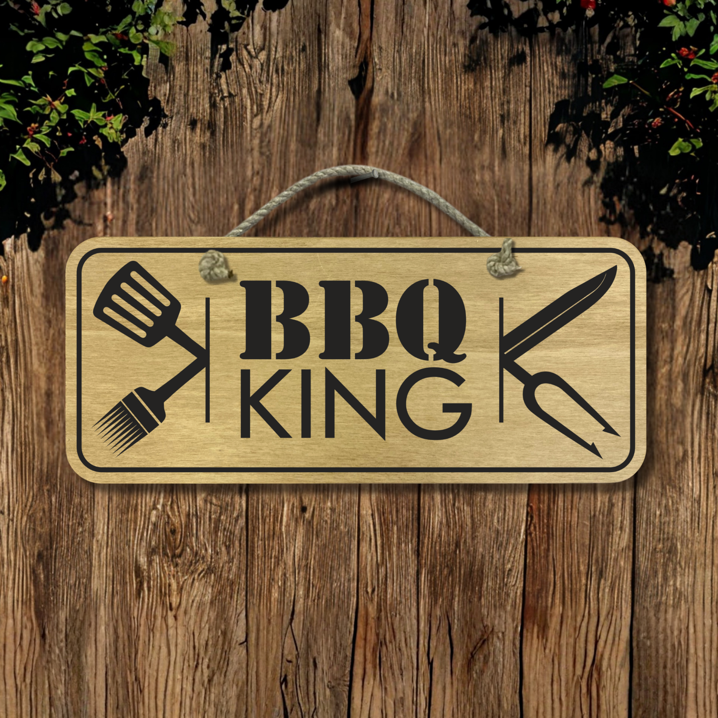 BBQ King - Wooden Outdoor Sign
