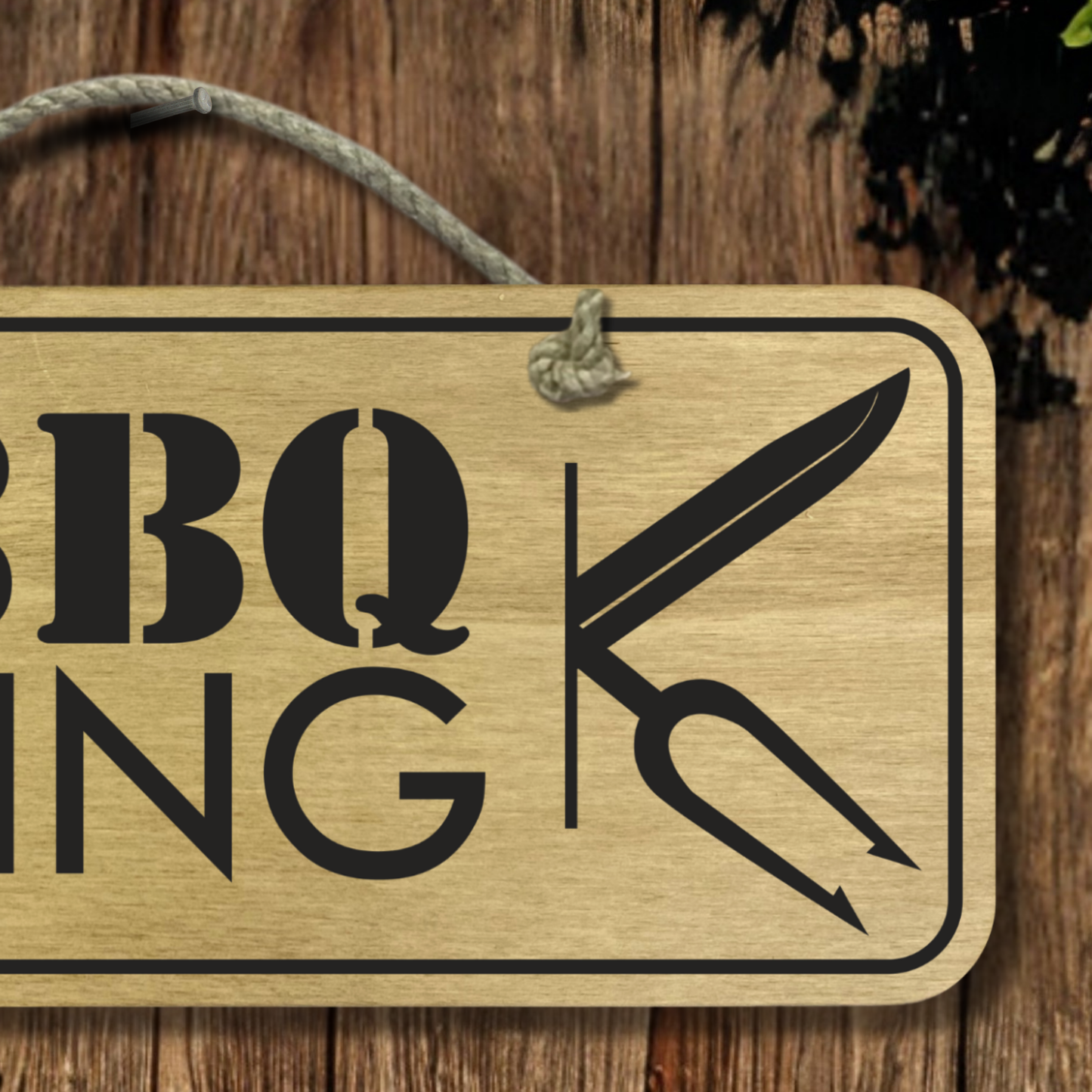 BBQ King - Wooden Outdoor Sign