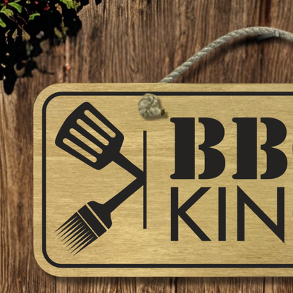 BBQ King - Wooden Outdoor Sign