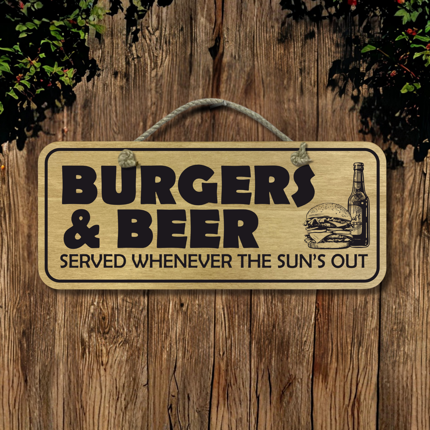 Burgers & Beer - Wooden Outdoor Sign