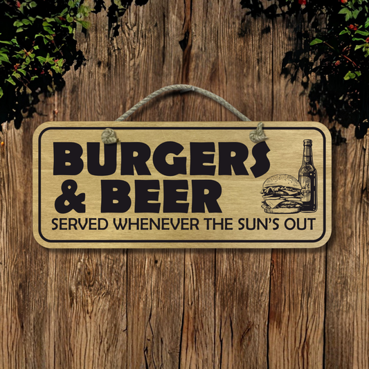 Burgers & Beer - Wooden Outdoor Sign