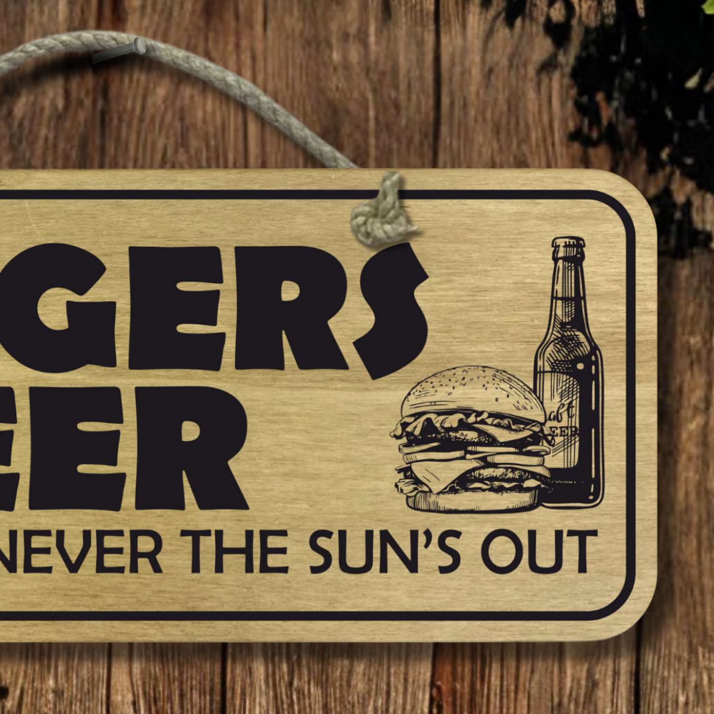 Burgers & Beer - Wooden Outdoor Sign