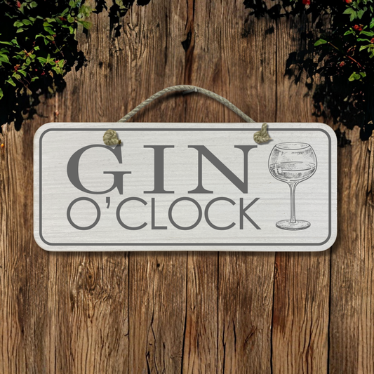 Gin O'Clock - Wooden Outdoor Sign