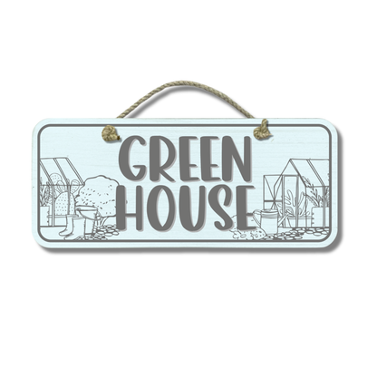 Green House - Wooden Outdoor Garden Sign