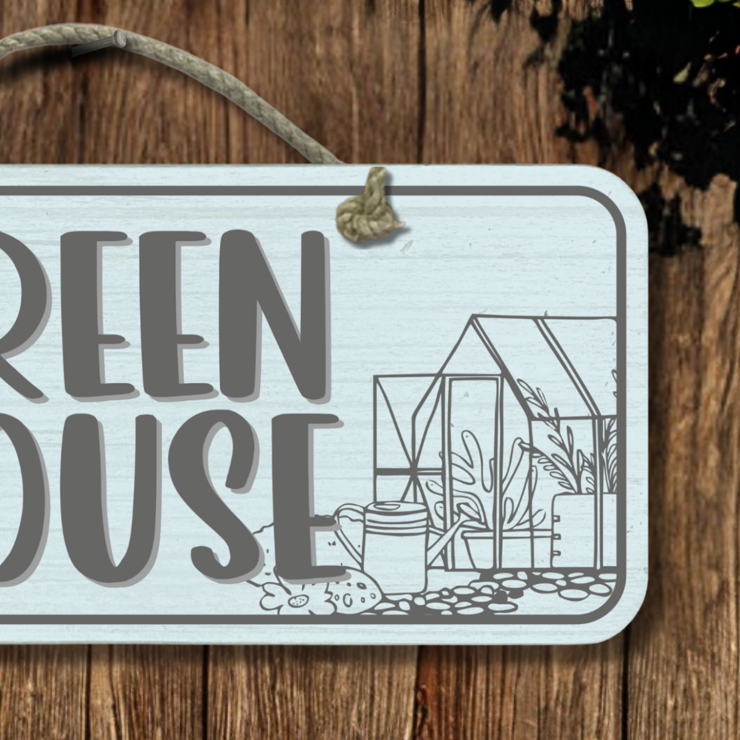 Green House - Wooden Outdoor Garden Sign