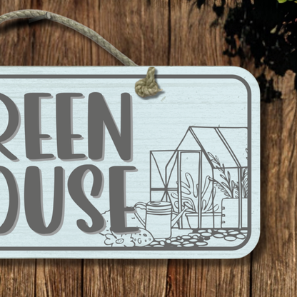 Green House - Wooden Outdoor Garden Sign
