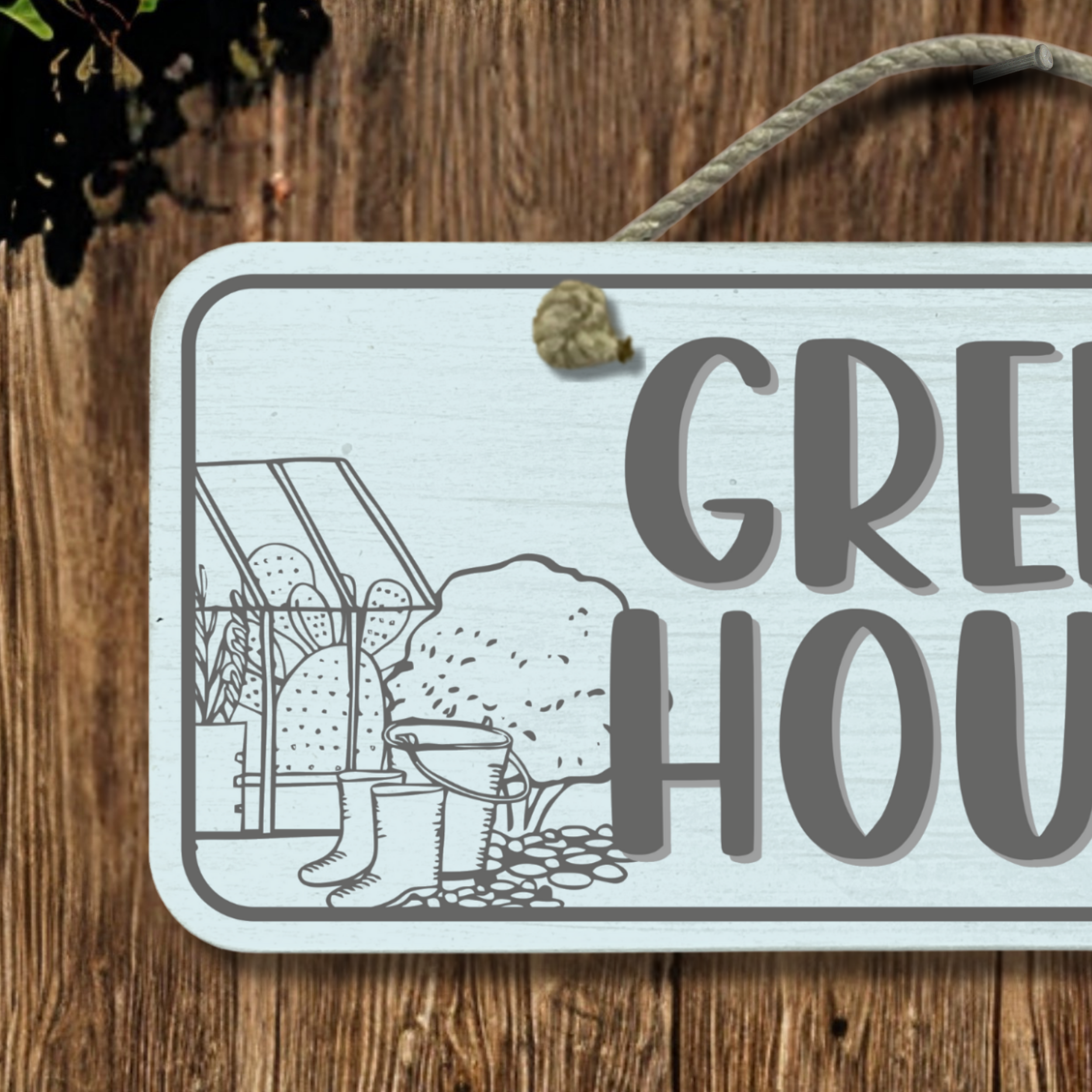 Green House - Wooden Outdoor Garden Sign