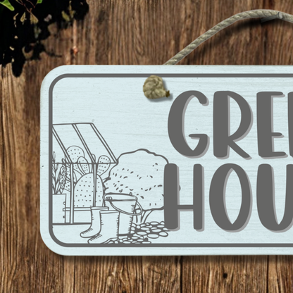 Green House - Wooden Outdoor Garden Sign
