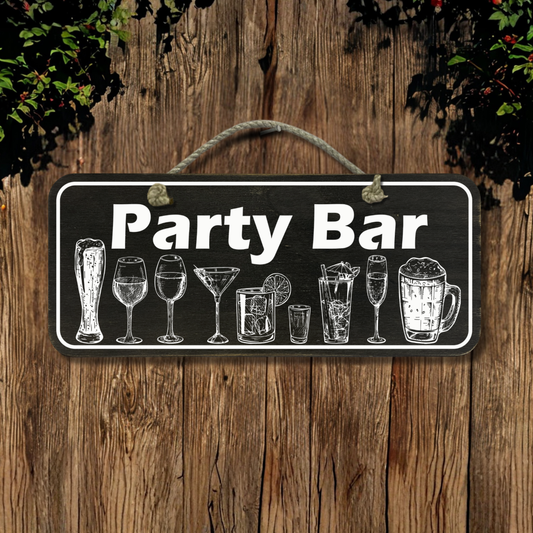 Party Bar - Wooden Outdoor Sign