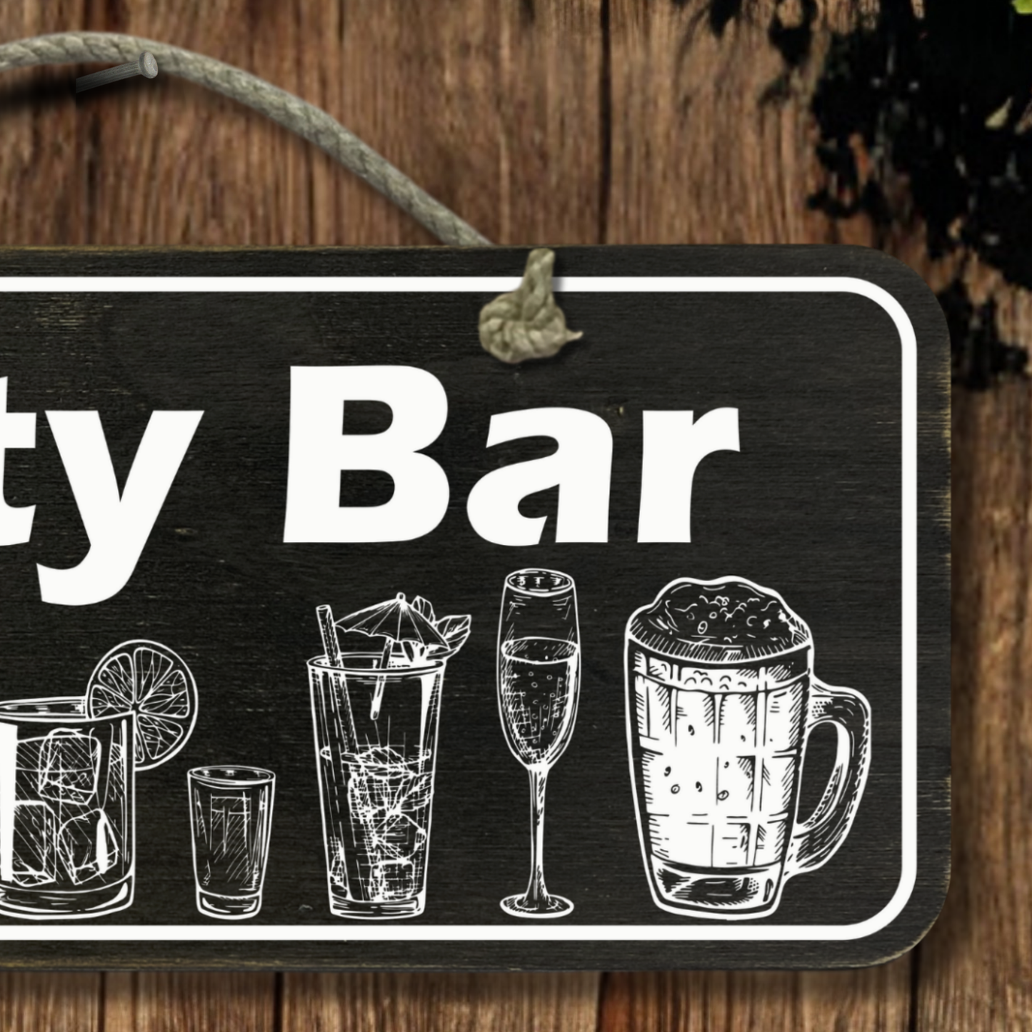 Party Bar - Wooden Outdoor Sign