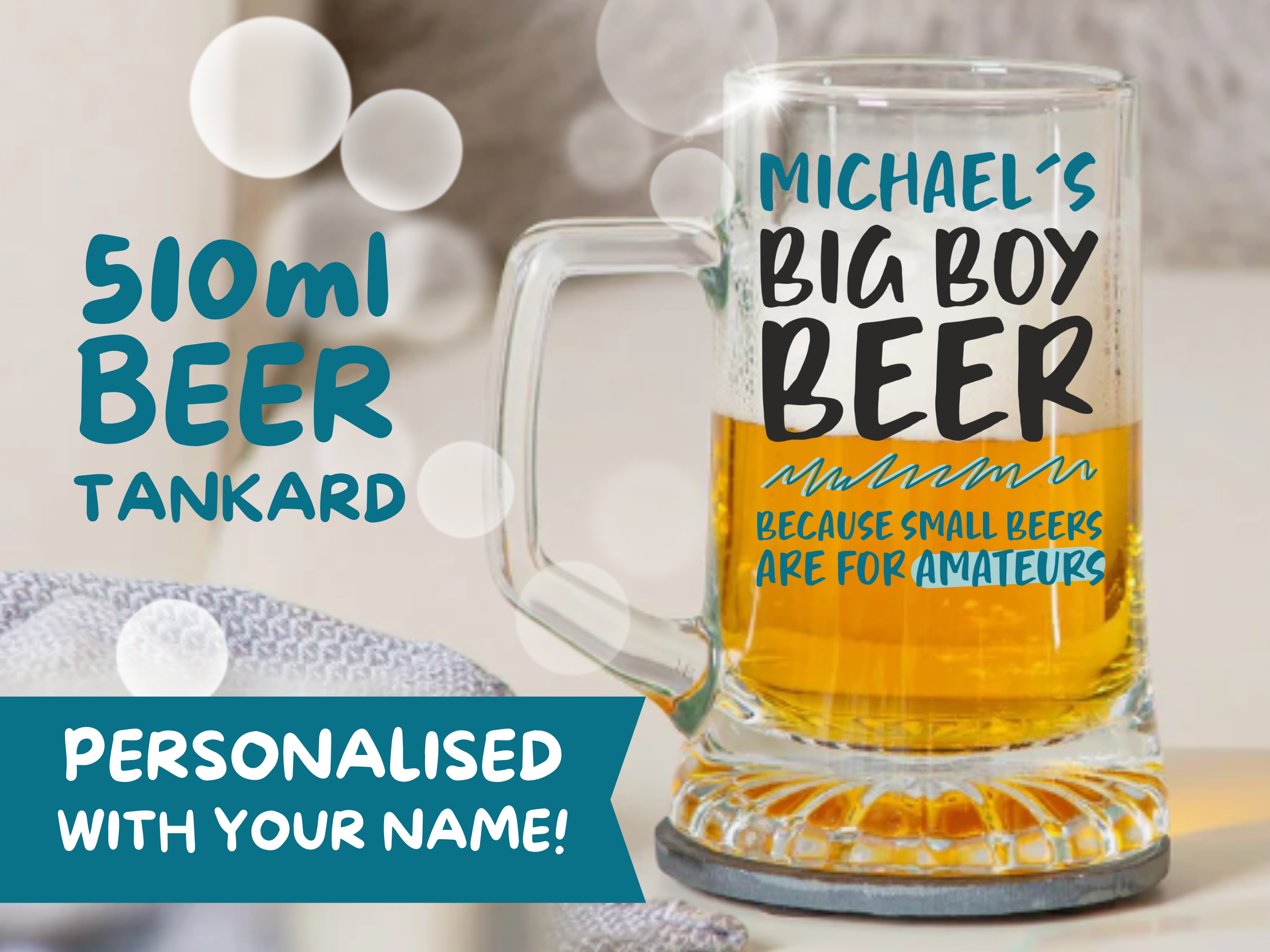 Personalised Beer Tankard - Drink Glass