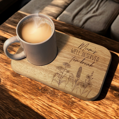 Mum's Well Deserved Coffee Break - Wooden Tea & Biscuit Tray