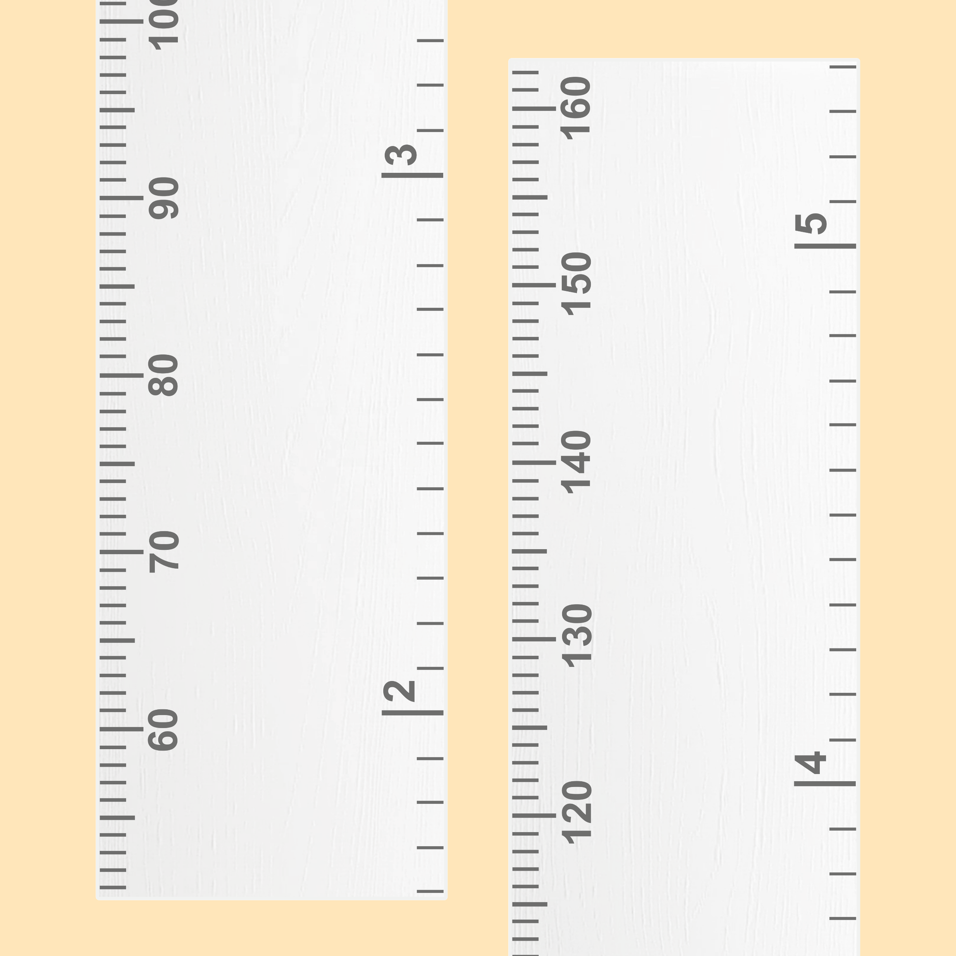 Growth ruler on a beige background with measurement markings