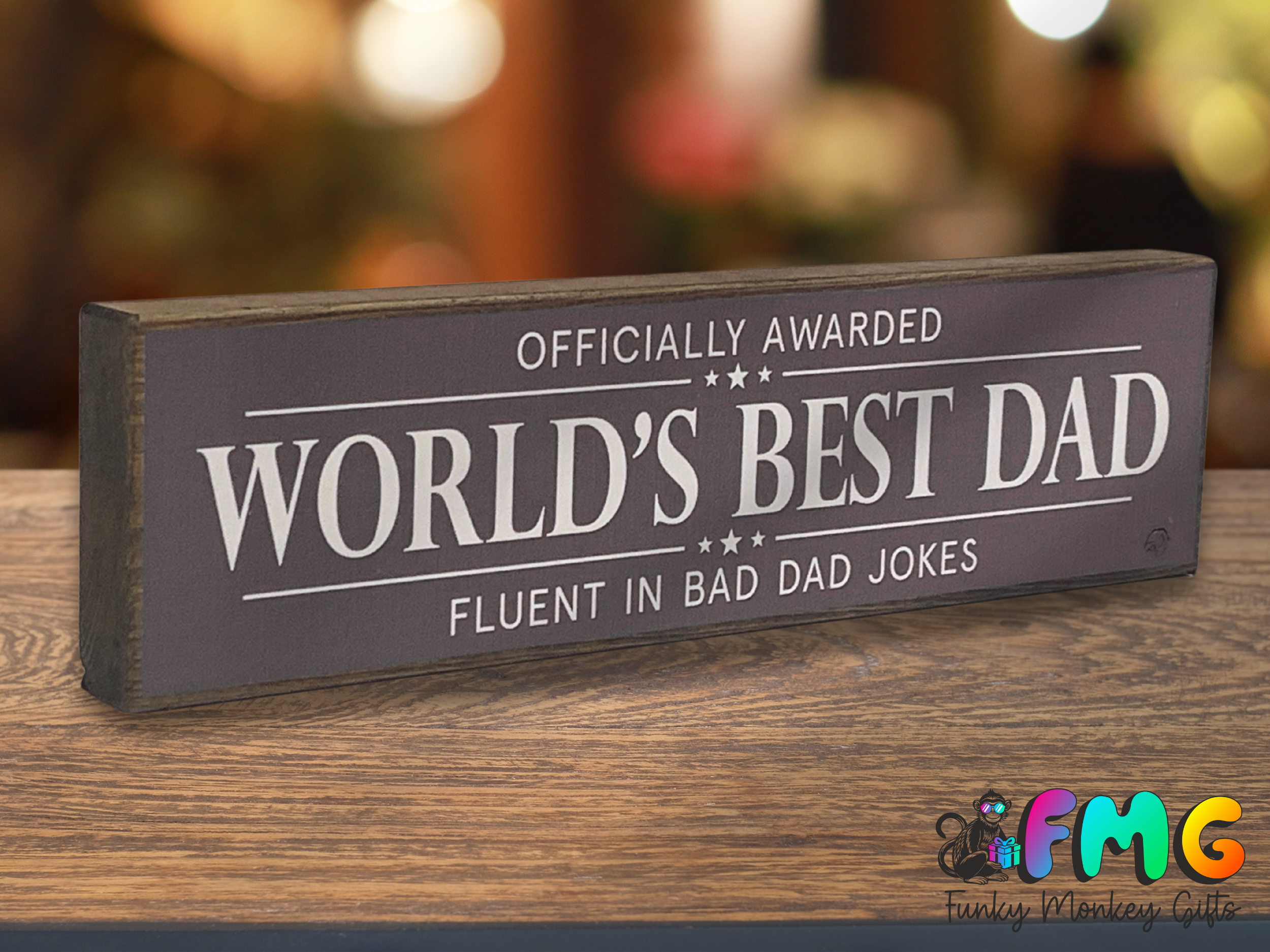 World's Best Dad | Rustic Block Shelf Sitter