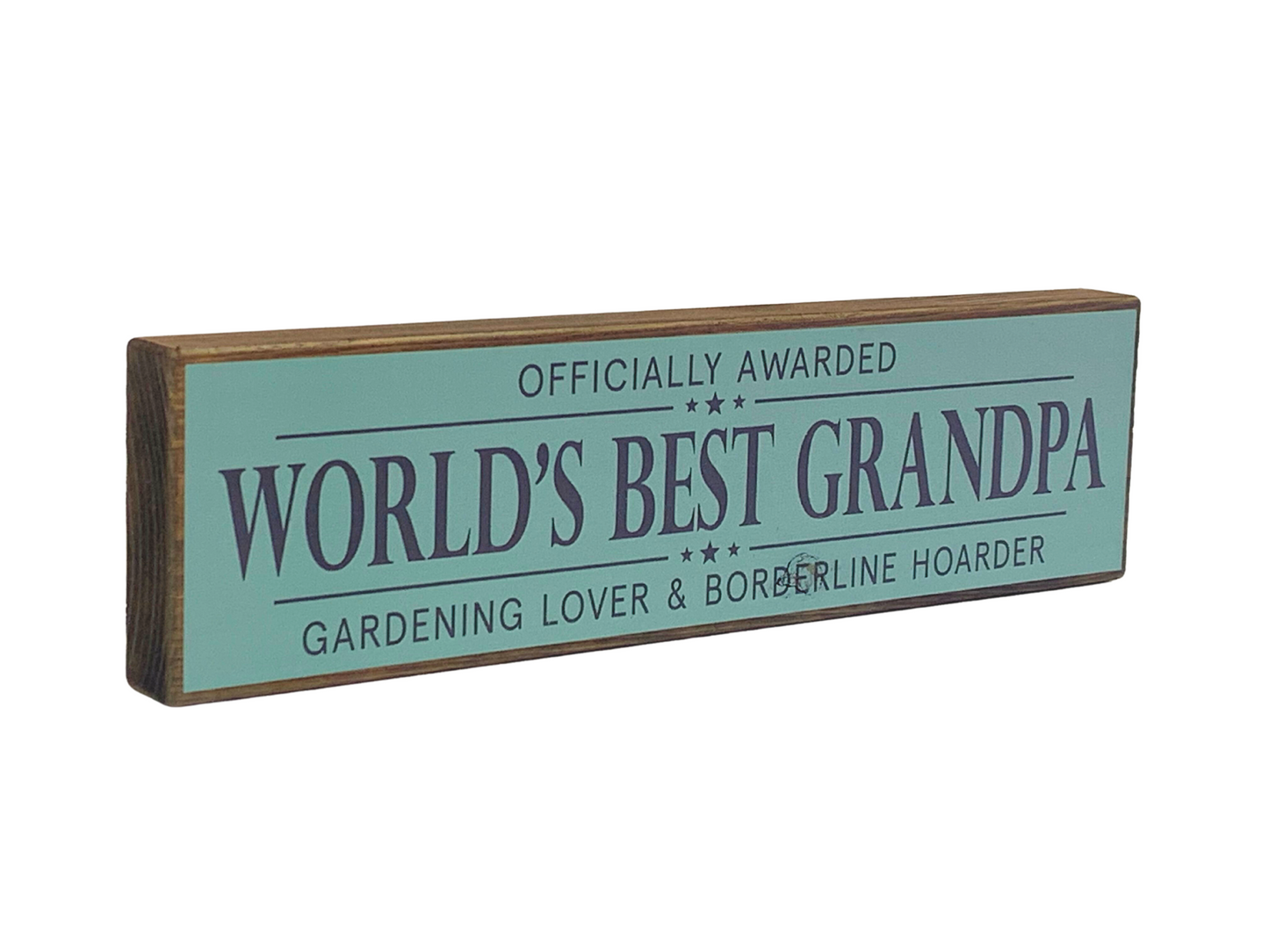 World's Best Grandpa | Rustic Block Shelf Sitter