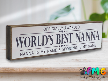 World's Best Nanna | Rustic Block Shelf Sitter