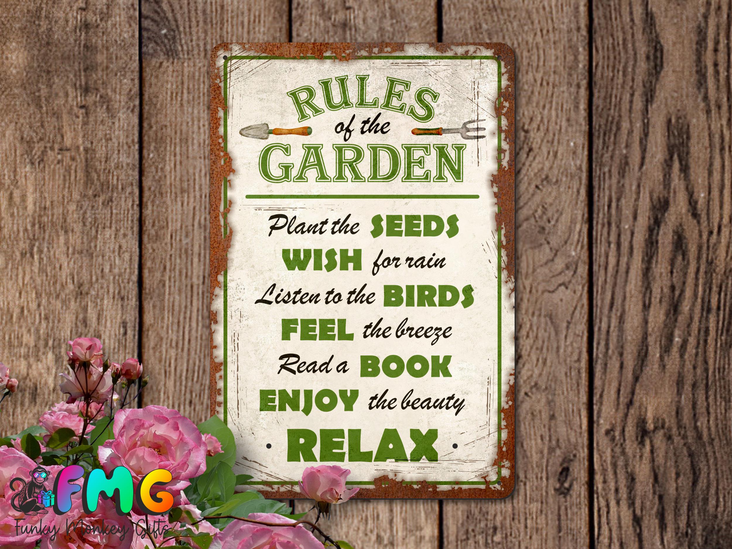 Rules of the Garden | Rustic Effect Metal Sign