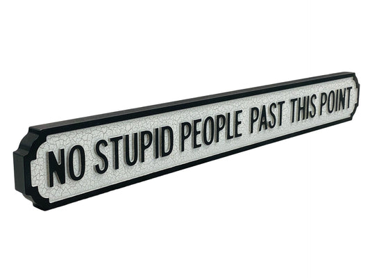No Stupid People Past This Point | Vintage-Style Street Sign