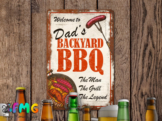 Dad’s Backyard BBQ | Rustic Effect Metal Sign