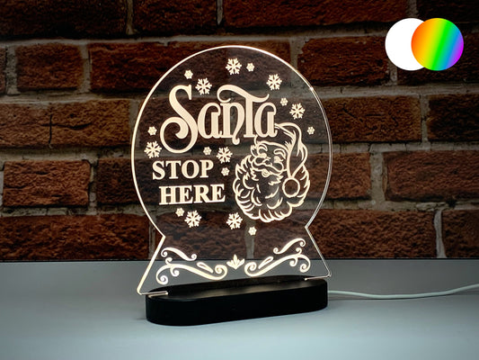 Santa Stop Here | LED Light Up Sign