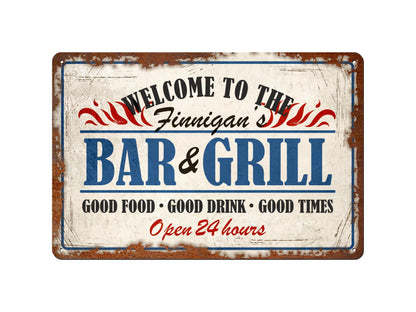 Personalised Bar & Grill | Rustic Effect Metal Sign