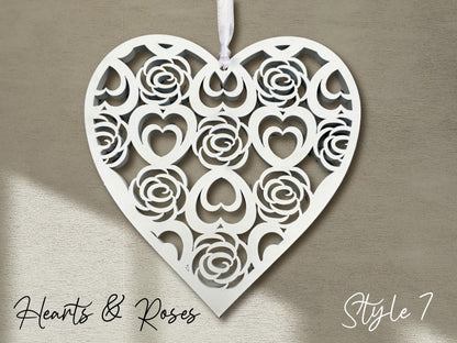 Fretwork Hearts | White Hanging Ornaments (Multiple choices)