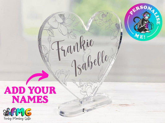 Personalised Couple Names | Acrylic Heart Plaque