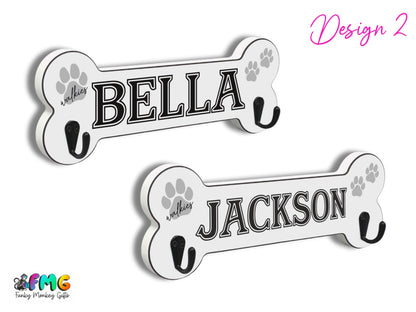Personalised Dog Name | Bone Shaped Lead Hanger (2 designs to choose from)