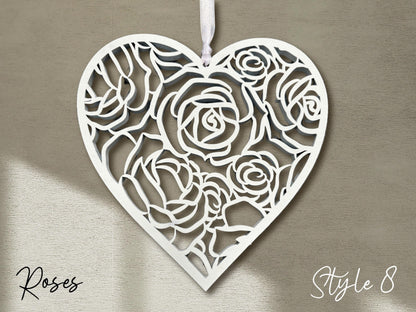 Fretwork Hearts | White Hanging Ornaments (Multiple choices)