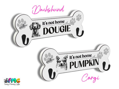 Personalised Name & Dog Breed | Bone Shaped Lead Hanger