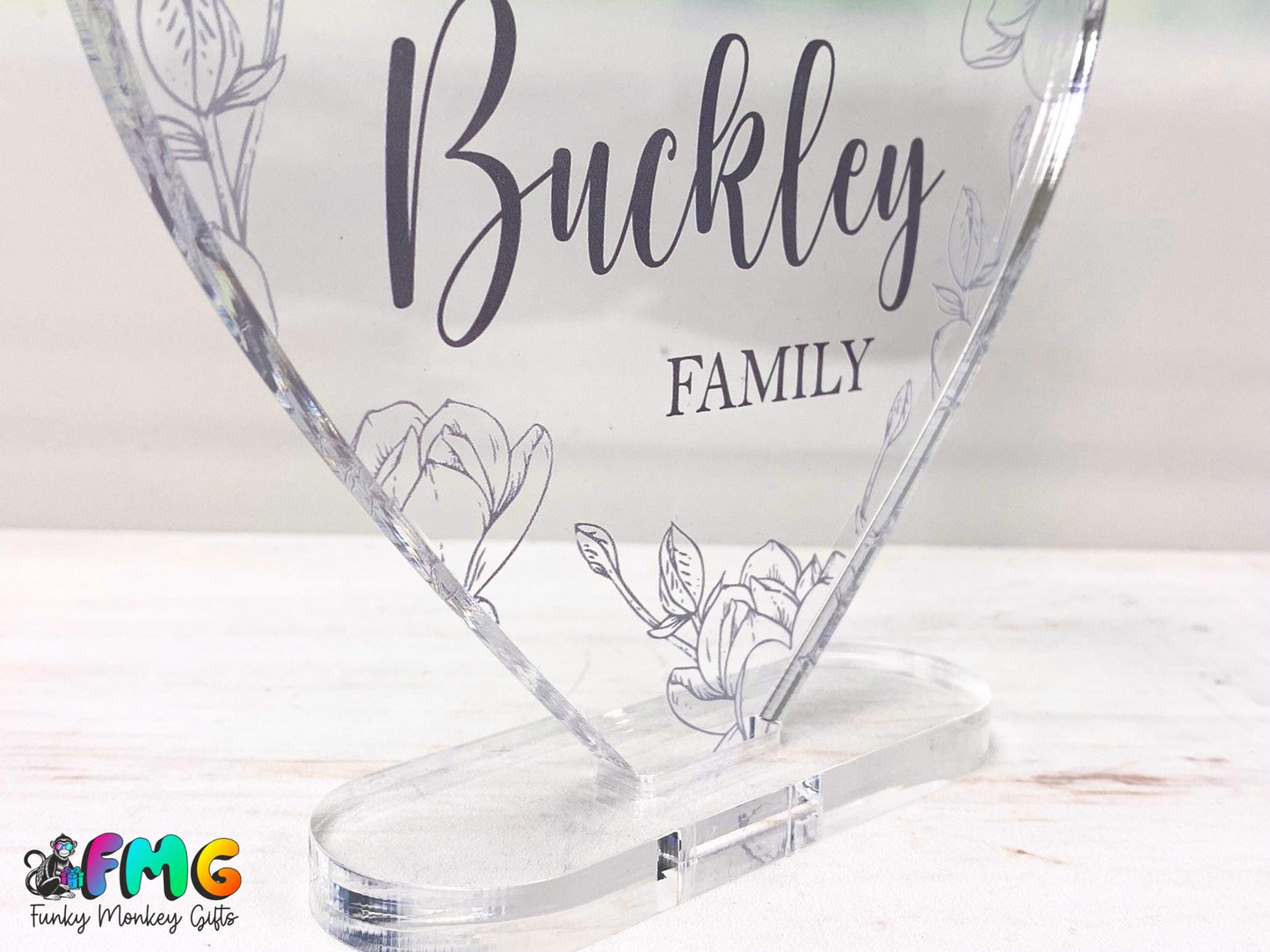 Personalised Family Name | Acrylic Heart Plaque