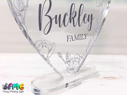 Personalised Family Name | Acrylic Heart Plaque