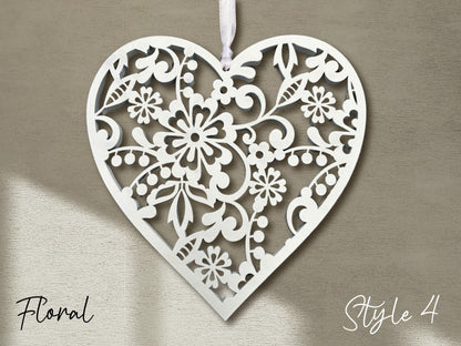 Fretwork Hearts | White Hanging Ornaments (Multiple choices)