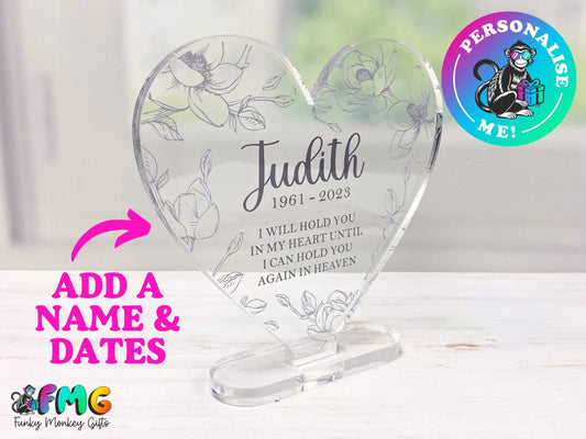 Personalised Memorial | Acrylic Heart Plaque