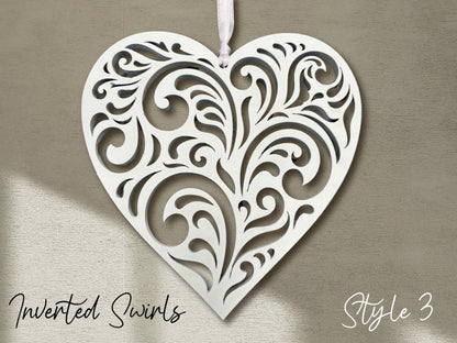 Fretwork Hearts | White Hanging Ornaments (Multiple choices)